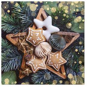 Салфетки трехслойные для декупажа, коллекция "Lunch"  PAW Decor Collection "Пряничные звездочки". Арт SDL233400