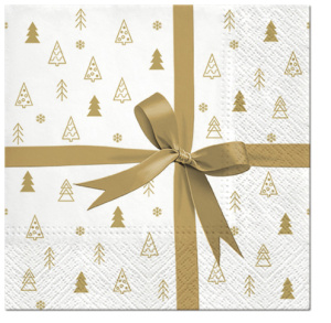 Салфетки трехслойные для декупажа, коллекция "Lunch"  PAW Decor Collection "Подарок (золотой)". Арт SDL012309