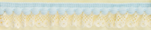 Рюш декоративный с помпонами, 20 мм, цвет кремовый с голубым. Арт 5344442/1550