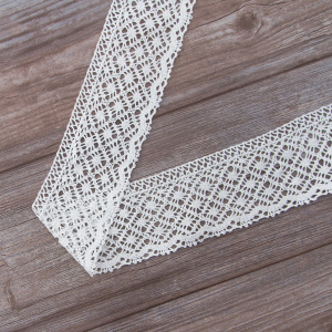 Мерсеризованное хлопковое кружево, 55 мм, цвет белый. Арт 2231/01