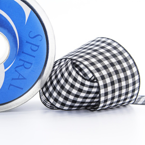 Лента с рисунком клетка SAFISA, 40 мм, 25 м, цвет 01, черный. Арт 469-40мм-01             