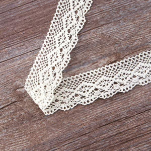 Мерсеризованное хлопковое кружево, 30 мм, шампань. Арт 2123/72