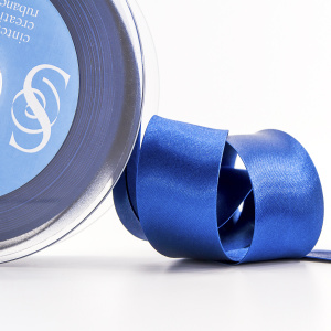 Косая бейка атласная 30 мм, 25 м, цвет 13, синий. Арт 6260-30мм-13            