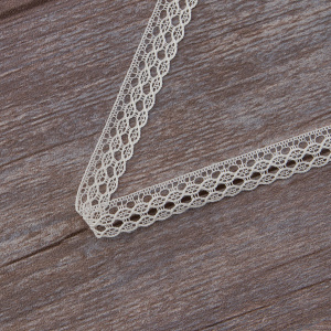 Мерсеризованное хлопковое кружево, 13 мм, цвет шампань. Арт 3514/02