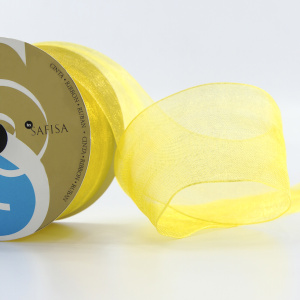 Лента органза SAFISA мини-рулон, 39 мм, 2 м, цвет 32, желтый. Арт P00520-39мм-32          