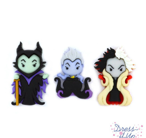 Набор пуговиц и/или декоративных элементов "Урсула, Круэлла Де Виль и Малефисента Баттонс". Арт 9511