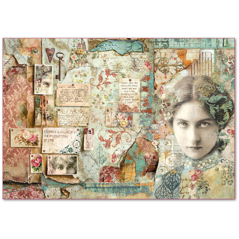 Бумага упаковочная "Иллюзия лиц", рисовая, 48 х 33 см. Арт DFS387