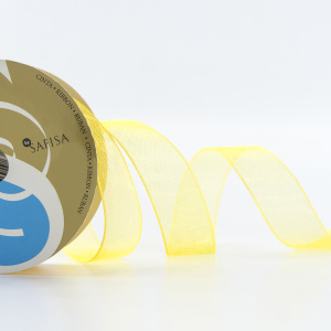 Лента органза SAFISA мини-рулон, 15 мм, 3,5 м, цвет 32, желтый. Арт P00520-15мм-32          