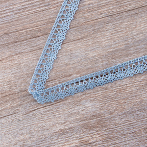 Мерсеризованное хлопковое кружево, 12 мм, цвет темно-голубой. Арт 3267/F4                 