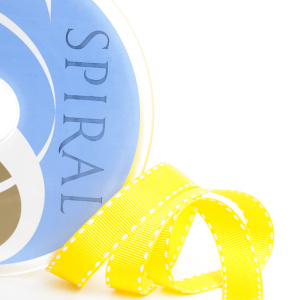 Лента репсовая SAFISA с "прострочкой", 10 мм, 25 м, цвет 32, желтый. Арт 352-10мм-32             