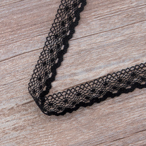 Мерсеризованное хлопковое кружево, 20 мм, цвет черный. Арт 2019/14