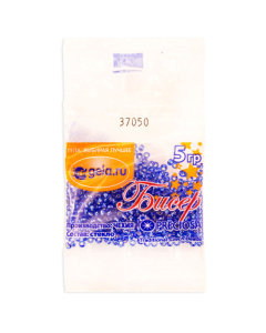 Бисер Preciosa №10, 5 г., цвет № 37050 темно-голубой с серебряным прокрасом прозрачный. Арт G 37050