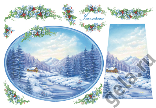 Бумага упаковочная "Зима", рисовая, 48 х 33 см. Арт DFS069                  