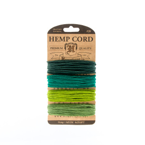 Шнуры на блистере HEMPTIQUE #20 - 1 мм, 4 цвета по 9,1 м. Арт HC20SOE