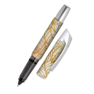 Ручка-роллер "Campus" с синим картриджем, толщина линии 0.7 мм, принт "Золотые листья". Арт 61494/3D