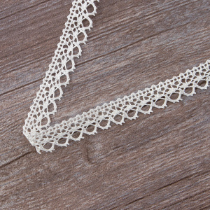 Мерсеризованное хлопковое кружево, 14 мм, белый. Арт 2094/01