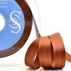 Косая бейка атласная 20 мм, 25 м, цвет 86, корица. Арт 6260-20мм-86            