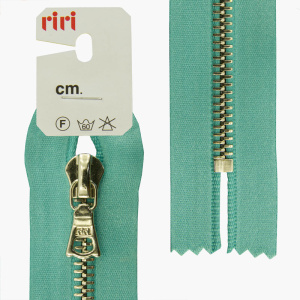 Молния металл, Ni, неразъёмная, на атласной тесьме, 6 мм, 16 см, цвет 5859, бирюзовый. Арт 3651221/16/5859         