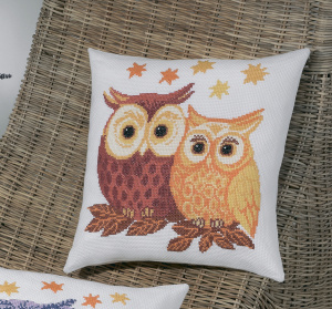 Набор для вышивания подушки "Совы - Жёлтая и Красная". Арт 83-3349