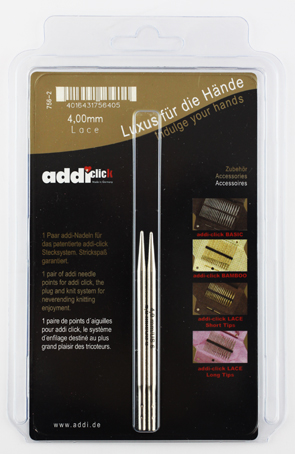 Дополнительные спицы с удлиненным кончиком к addiClick LACE SHORT, №4, латунь. Арт 756-7/4-000