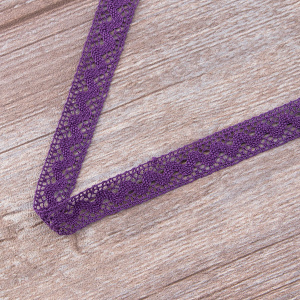 Мерсеризованное хлопковое кружево, 16 мм, цвет темно-лавандовый. Арт 2066/46