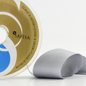 Лента репсовая SAFISA, 50 мм, 25 м, цвет 27 серый светлый. Арт 350-50мм-27