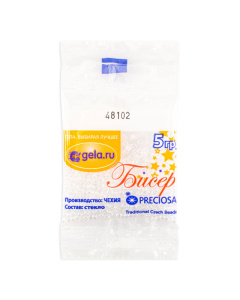 Бисер Preciosa №10, 5 г., цвет № 48102 бесцветнй блестящий прозрачный. Арт G 48102