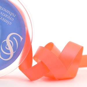 Лента атласная двусторонняя SAFISA, 6.5 мм, 25 м, цвет 204, ярко-розовый. Арт 110-6,5мм-204