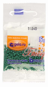 Бисер Preciosa №10, 5 г., цвет № 53240 зеленый непрозрачный. Арт G 53240