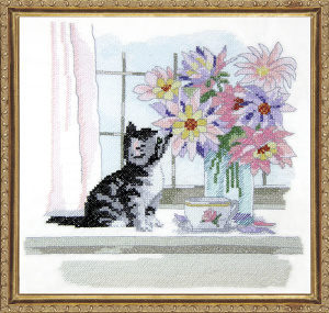 Набор для вышивания "Котенок с вазой". Арт 7020