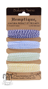 Шнур Bakers Twine  на блистере, 2 х 2 нити, 1мм, 4 цвета по 9 м. Арт BTC2HUM