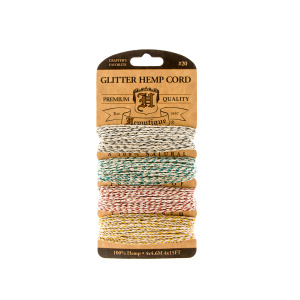 Шнуры на блистере HEMPTIQUE #20 - 1 мм, 4 цвета по 4,6 м. Арт HC20MFEST