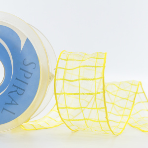 Лента органза с рисунком SAFISA, 38 мм, 15 м, цвет 01, желтый. Арт 25212-38                