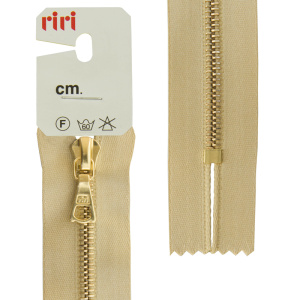 Молния металл, Gold, неразъёмная, на атласной тесьме, 4 мм, 18 см, цвет 2213, золотисто-бежевый. Арт 3403223/18/2213         