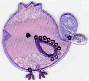 Термоаппликация HKM "Vogel mit Spitze rosalila". Арт 33308/1SB