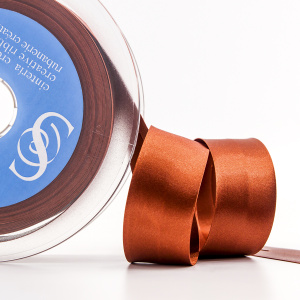 Косая бейка атласная 30 мм, 25 м, цвет 86, корица. Арт 6260-30мм-86            