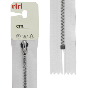 Молния металл, Ni, слайдер Tropf, 4 мм, неразъёмная карманная, 18 см, цвет 2101, белый. Арт 3411120/18/2101     