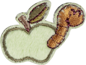 Термоаппликация "Яблоко зеленое с червячком". Арт 42935