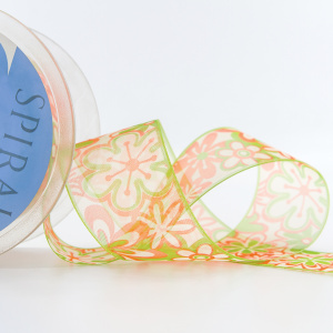 Лента органза с напечатанным рисунком SAFISA, 40 мм, 15 м, цвет 04. Арт 25253-40мм-04           