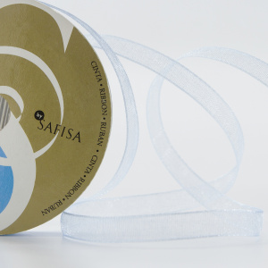 Лента органза SAFISA мини-рулон, 7 мм, 4,5 м, цвет 04, голубой светлый. Арт P00520-7мм-04           