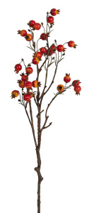 Ветка декоративная "Шиповник", 61 см, цвет красно-оранжевый. Арт 161919-305