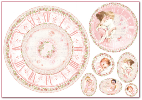 Бумага упаковочная "Часы для малышки", рисовая, 48 х 33 см. Арт DFS317