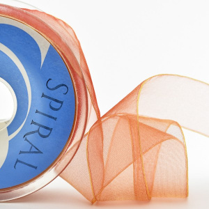 Лента органза SAFISA 15 мм, 25 м, цвет 1454, золотисто-розовый. Арт 120-15мм-1454           