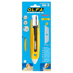 Нож универсальный с выдвижным лезвием, возвратной пружиной и ленточным резцом Olfa. Арт SK-9