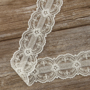 Вышивка на тюле, 60 мм, цвет белый. Арт I663/00