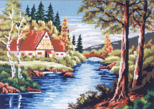 Канва жесткая с рисунком "Тихая река". Арт 14.774                  