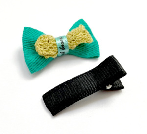 Набор Б-004 мини бантик + заколка. Арт 29351/зелен.черн