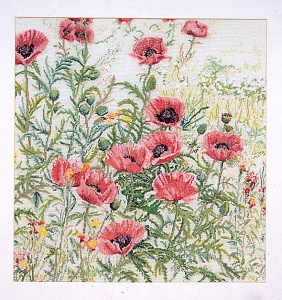 Набор для вышивания "Розовые маки", канва лён 32 ct. Арт 2061                    