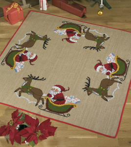 Набор для вышивания коврика под ёлку "Санта в санях" . Арт 45-1215                 