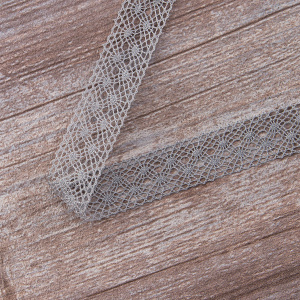 Мерсеризованное хлопковое кружево, 20 мм, цвет серый. Арт 2020/W3